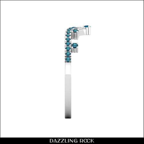 Dazzlingrock Collection 0.21 Cttw Round Blue Diamond Crown Tiara Chevron Style Engagement Ring for Women in 925 Sterling Silver4