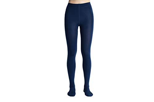 Sofie's Womens Fleece Lined Tights - Classic Winter Thermal Opaque Tights 160 (Navy Blue, Large)