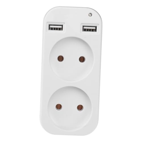 Hemobllo Adaptador Enchufe Europeo Doble con Regleta Sockets y USB Convertidor Compacto Seguro para Carga Smartphones y Tablets Compatible Portátil y para Hogar y Oficina