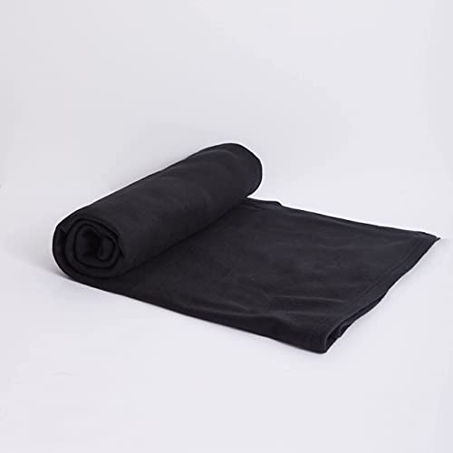 Dreamscene Fleece Throw Blanket for Bed, Super Soft Warm Cosy Plain Black Sofa Throw Blanket Lightweight Single Bedspread Polar Fleece Blankets, 120 x 150cm