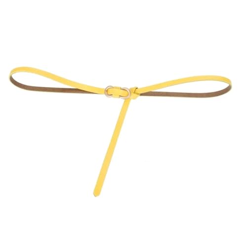 Decorative Belt Women Leather Thin Waistband With No Hole Design Decorative Belt With Waist Seal Two-layer for Country Concert Outfit(10001- Yellow)