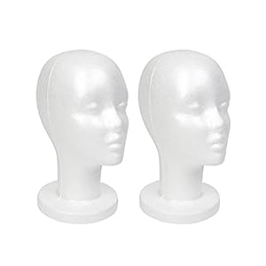 STUDIO LIMITED White Foam Mannequin Head Display, Styrofoam Wig Head (2 pack)