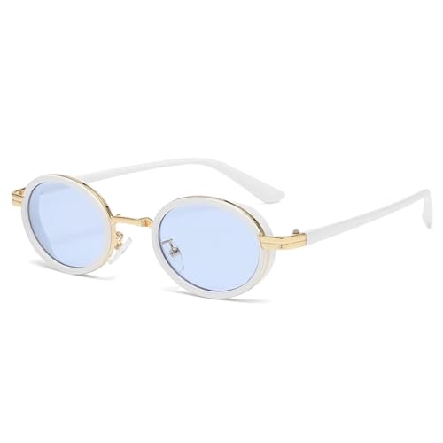 Lunettes de soleil ovales punk femmes monture métal vintage steampunk UV400