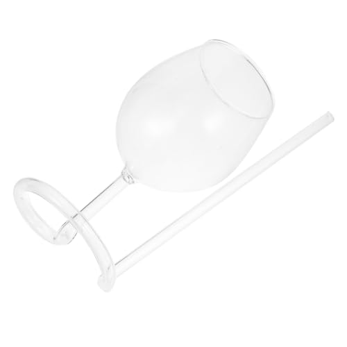Amosfun 1pezzi Coppa Da Vino Cannuccia in Vetro Per Casa Calice Domestico Creativo Per Spumante e Bevande Bicchiere