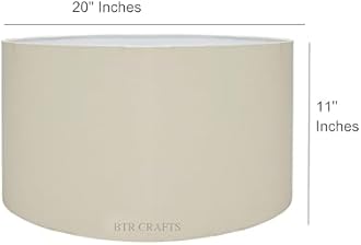 20" Inches Drum Lamp Shade, Cotton Fabric, Largest Size, Ideal for Big Floor Lamps (Cream/Off White)