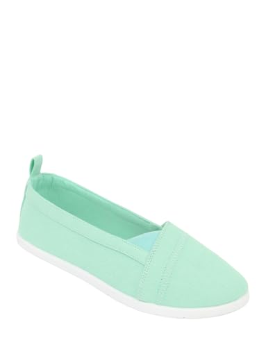 Ladies Dr Keller Wide E Fit Canvas Shoes Slip On with Elasticated Side Gusset Mint