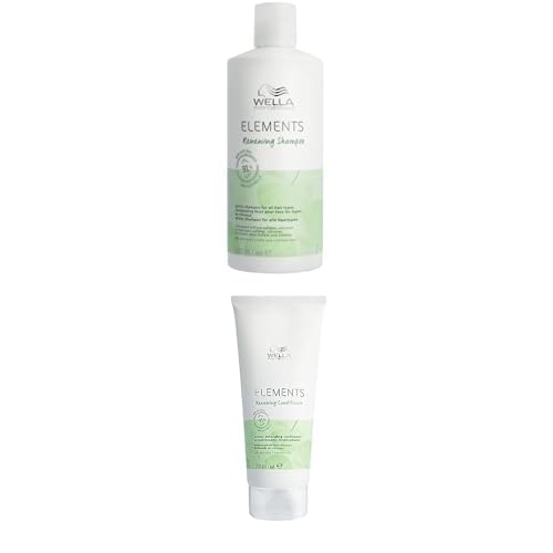 Wella Professionals Elements Champú Renovador 500ml + Acondicionador Renovador y Desenredante 200ml - Brillo y suavidad para el cabello, Anti Encrespamiento, Sin Siliconas ni Sulfatos, Con Aloe Vera