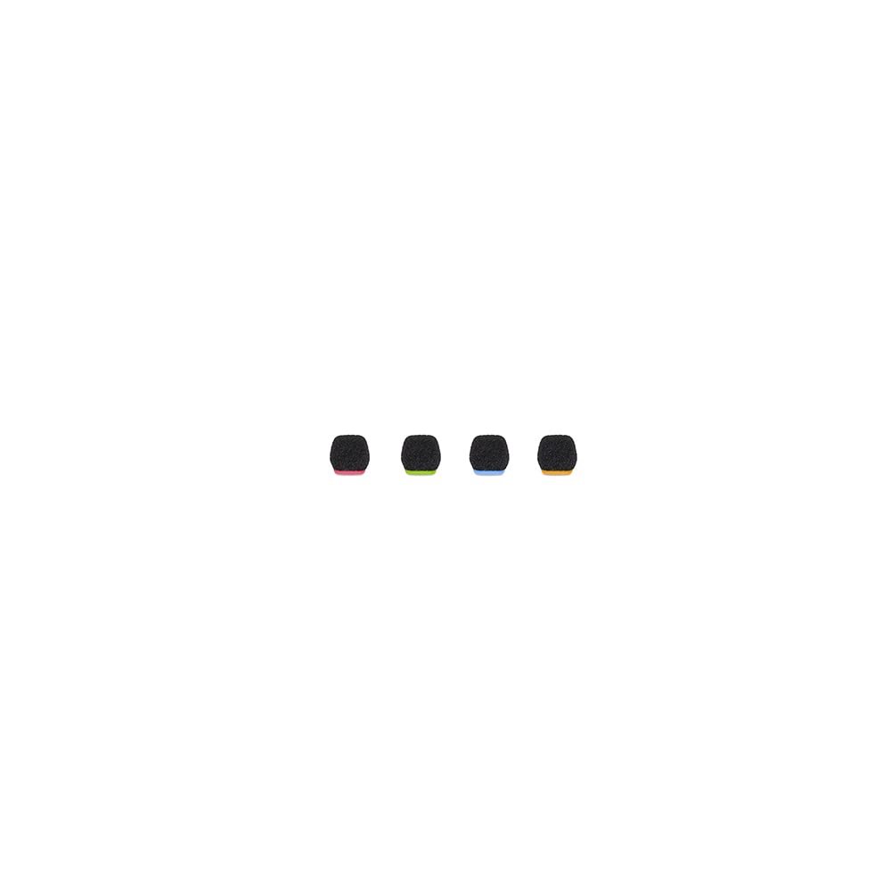 RØDE Colors 3 è un set di quattro filtri d'aria colorati, anelli di identificazione cavi, etichette e un set di adesivi per RODE Wireless GO, Wireless GO II e Lavalier II.