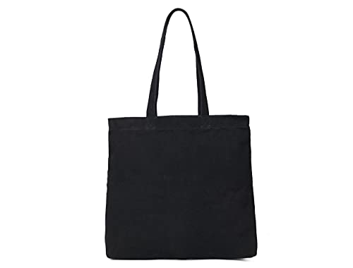 Aaron Leather Goods Reusable Large Canvas Tote Bag with long handle (Raven Black, Large)