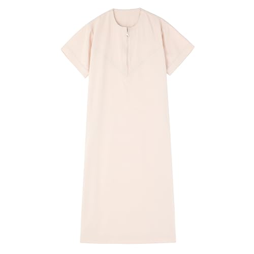 Maskjuwio y niñas albornoces primavera y modelos para cremallera mediana y grande corbata redonda manga corta musulmana árabe juvenil casual albornoz infantil mochila niños Jack, beige, 13-14 años