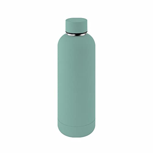 Botella térmica agua acero inoxidable personalizada láser | Sin BPA | Mantiene 24H Frio / 12H Calor | Isotérmica y Hermética - Doble Pared al Vacío a Prueba de Fugas (500ml, Turquesa Mate)