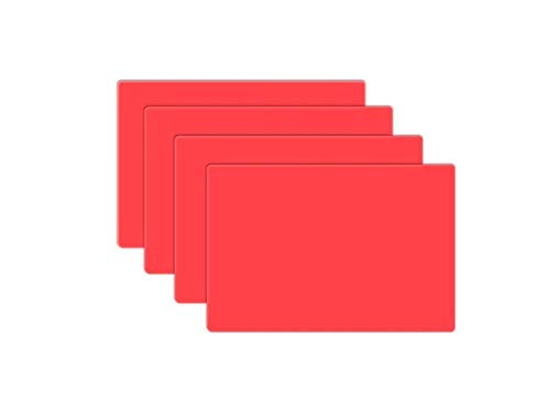 【SRrabbit】 食器がすべりづらい シリコンマット 高齢者 幼児用 お食事マット 介護用品 洗えるランチョンマット 高温耐熱 鍋敷き (レッド・4枚)