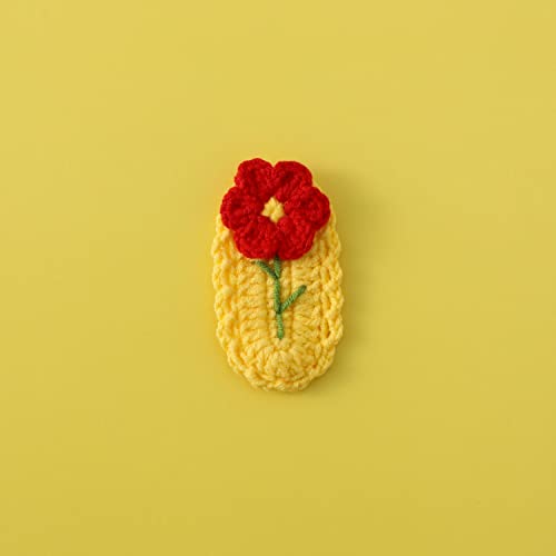 Pinzas de cabello tejidas a crochet para niñas, accesorio para el cabello, clip de mandíbula de sujeción fuerte para cabello grueso y delgado, aplicación de maquillaje (Flor pequeña) miniatura 5