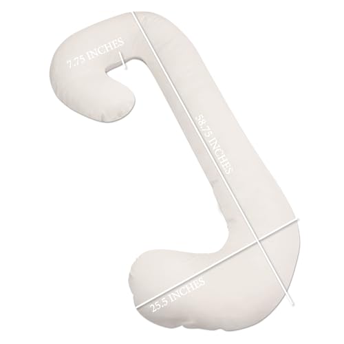 Leachco Snoogle® Supreme │ Total Body Pregnancy/Maternity Pillow │ with a Zippered Removable Cover - Ivory