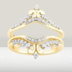 ANGEL SALES 2.20 Ctw Round Cut Diamond Enhancer Wrap Guard Engagement Ring For Women's 14K Yellow Gold Finish