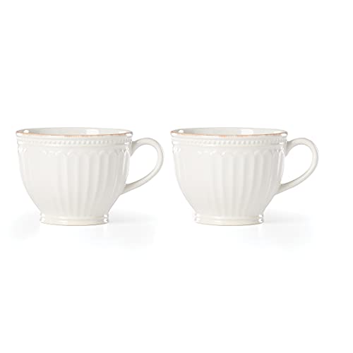 Lenox French Perle Groove 2-Piece Latte Mug Set, 2.30 Lb, White #TOP8
