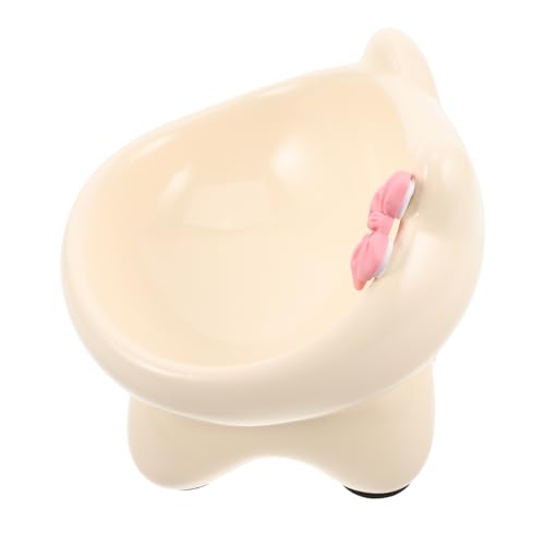 YARNOW 猫ボウル ペット用給餌ボウル 猫の食器が高くなっています 傾いたペットフードボウル 犬用小鉢 高架小型犬用ボウル 室内猫用の猫用ボウル 磁器ペットボウル セラ Beige