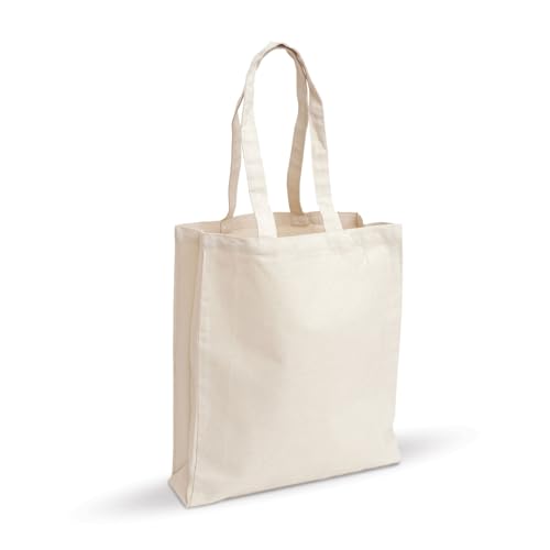 Bolsa de lona para compras (42 x 32 x 10 cm), playa, viajes y uso diario. Bolsa de yute duradera y ecológica con asas resistentes, bolsa de lona reutilizable para la compra, elegante y versátil,