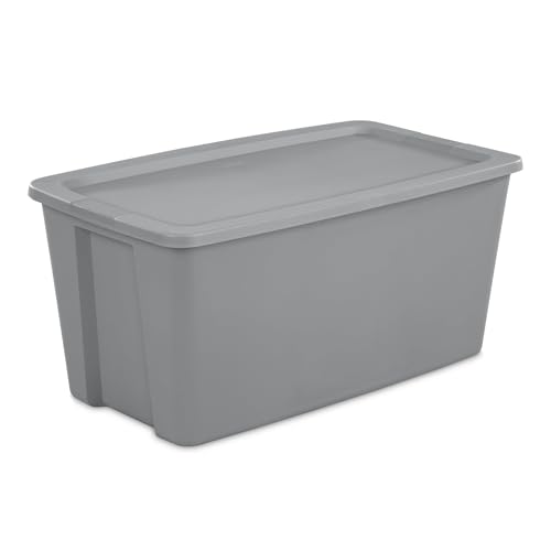 TNLOJI Plastic Storage Bin 50 Gallon with Snap-on Lid Plastic Latching Box for Storage, Gray