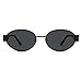 SOJOS Retro Oval Sunglasses for Women Trendy Classic Shades UV400 Protection, Shiny Black