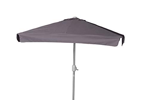 Merxx Sonnenschirm aus Aluminium mit Kurbel und wasserabweisendem Polyesterbezug in dunkelgrau mit Gelenk 160 x 230 cm