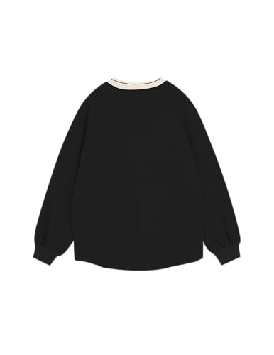 Vamtac Letter Graphic Crewneck Sweatshirts for Men Vintage Color Blocking Long Sleeve Casual Pullover Top