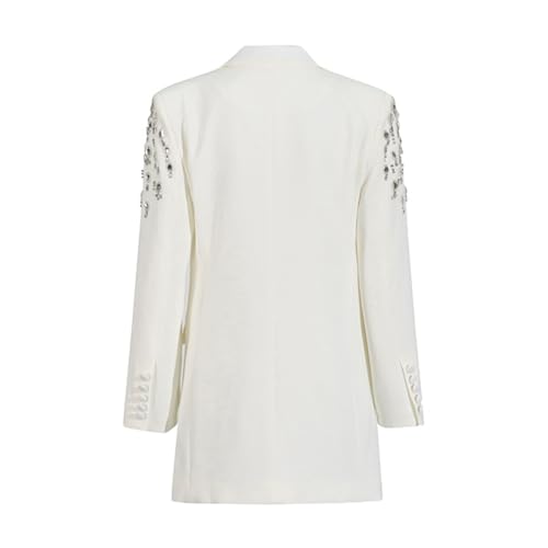 Fashion Women's Blazer Double-Breasted Crystal Nail Embellishments Evening Long Suit Jacket2