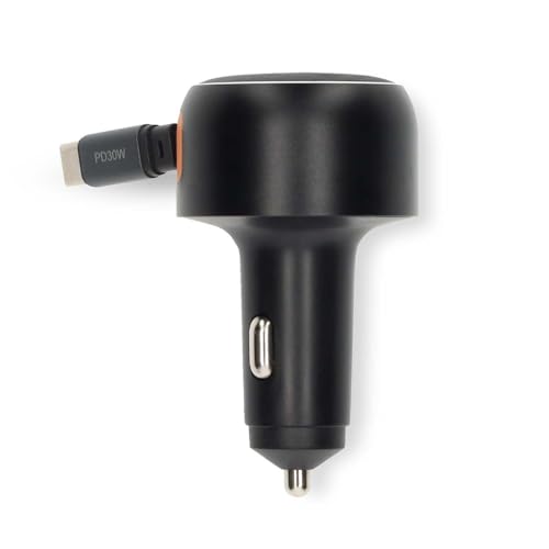 Chargeur allume cigare avec câble USB C rétractable - vue 6