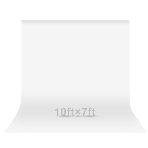 Image of EMART10x7 ft White Backdrop for Photography, Large Party Photo Background Curtain Drapes, Washable Polyester Fabric Back Drop Screen Sheet for Birthday Video Studio Portrait Photoshoot
