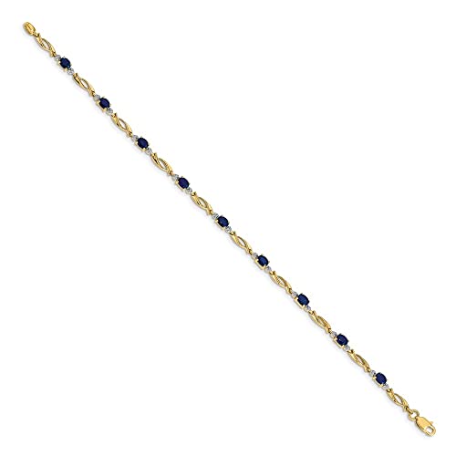 10K Gold 4x3 mm Gemstone and Diamond Bracelet 7.5"4