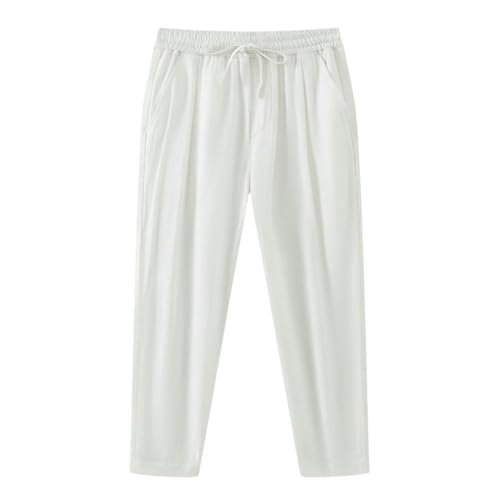 Pantalon large en coton lin de style asiatique aux finitions soignées