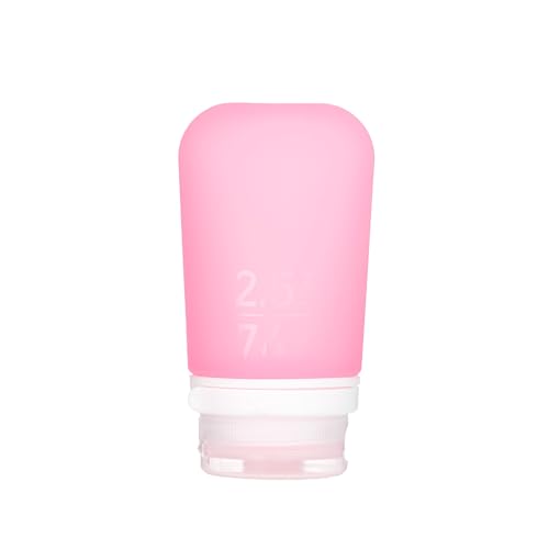 Image of humangear GoToob+ (Medium) | Refillable Silicone Travel Bottle | Locking Lid | Food-Safe Material | Pink, Medium (2.5 fl.oz.; 74ml)