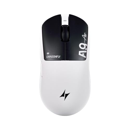 Image of ATK Dragonfly A9 Air+ Wireless Gaming Mouse, PAW3955 Master Sensor, DPI up to 50,000, 47g Lightweight, 8K Polling, 300 Hr Battery Life, All-New Nano Coating, Dual-Mode 2.4G /Wired - Shadow White