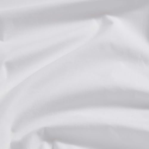 Image of Martha Stewart - Twin Size Sheets Set, Crisp & Tailored Cooling Sheets w /a Naturally Smooth Cotton Percale Lightweight Feel - Bed Sheets with Matching Pillowcase & Fitted Sheet (Skylands Solid White)