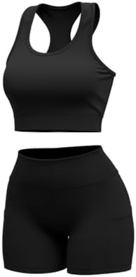Conjunto Fitness Feminino Short Com Bolso e Top Academia Liso Bás...