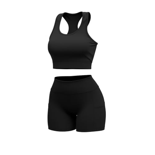 Conjunto Fitness Feminino Short Com Bolso e Top Academia Liso Bás...