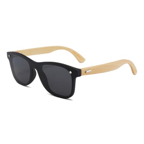 frissin Gafas de sol cuadradas para hombre y mujer, protección UV400, patillas de madera de bambú, remache decorado, marco revestido, lentes de sol, gafas de sol con personalidad, al aire libre, calle