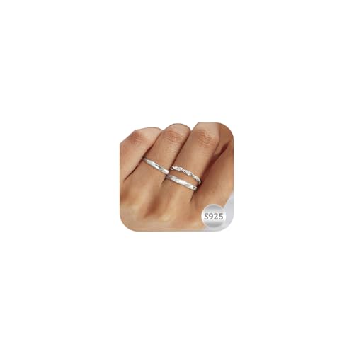 Aidenn Ensemble de 3 Bagues en Argent pour Femmes - Bagues Empilables Réglables en Oxyde de Zirconium Cubique - Bagues en Argent Sterling 925 - Bagues de Pouce pour...