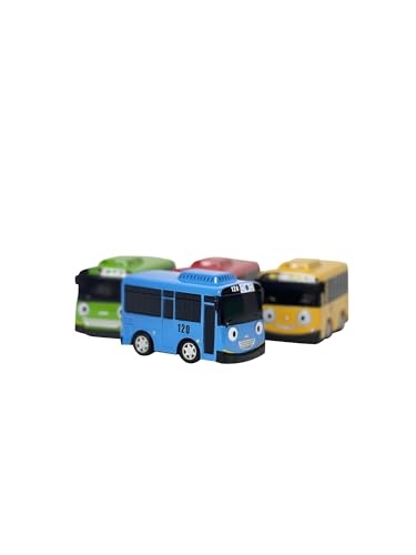 Tayo the Little Bus 120 Tayo The Little Bus, 4 Metal Vehicles Set, Pull Back Mini Cars - green