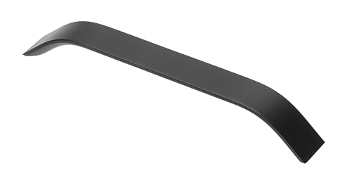 GTV Tirador para muebles de aluminio 337, diseño moderno con superficie anodizada, distancia de perforación de 192 mm, longitud total de 212 mm, para armario de cocina, color negro mate