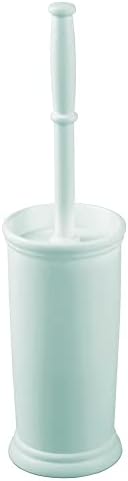 mDesign Toilet Bowl Brush and Holder - Covered Bathroom Toilet Brush - Standing Toilet Bowl Scrubber in Modern Holder - Space Saving, Deep Cleaning Brush for Toilet - Hyde Collection - Mint Green