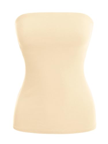 Image of MixMatchy Women's Stretchy Strapless Tube Top Y2K Bandeau Top