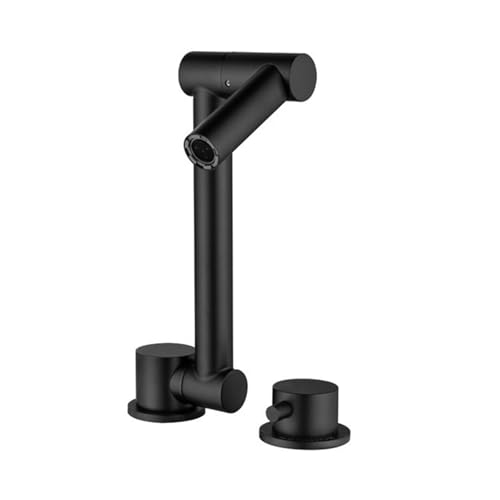 Rubinetto Cucina Sottofinestra 2 Fori Miscelatore Cucina Acciaio Inox Pieghevole Acqua Fredda e Calda Maniglia Separata Rubinetti Cucina Sottofinestra-Nero