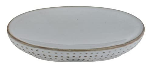 WENKO Portasapone Bellante, portasaponetta dal design originale, realizzato in ceramica di qualità con superficie smaltata e puntini, 13,4 x 2,5 x 9,5 cm, azzurro