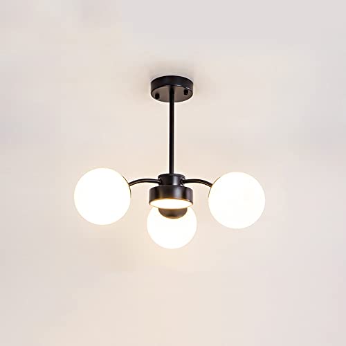 Plafonnier E27 3 lumières avec ampoules LED pour éclairage de salon moderne