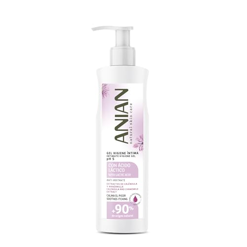 ANIAN - Gel Higiene Íntima Mujer, 250 ml, con Extracto de Caléndula y Manzanilla, Formulado con pH 5, Limpia y Respeta la Zona Íntima, Anti-irritante y Calmante del Picor, +90% Ingredientes Naturales
