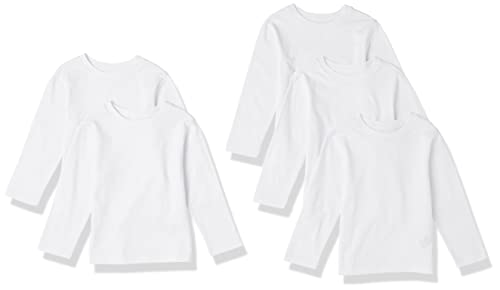 Amazon Essentials Maglie a Maniche Lunghe (precedentemente Spotted Zebra) Bambini e Ragazzi, Pacco da 5, Bianco, 2 Anni