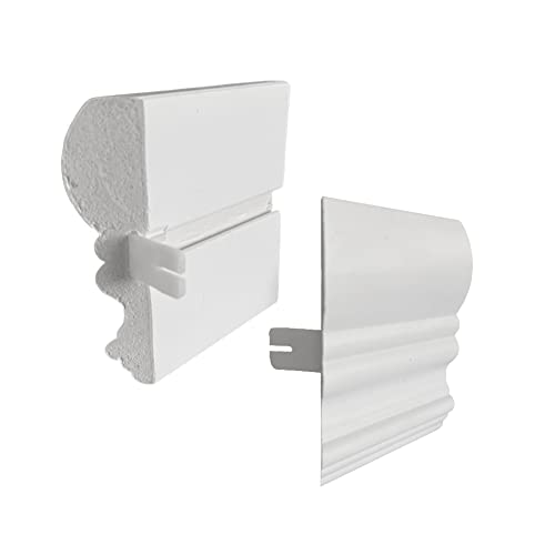 TailorView, 3 1/4" H Faux Wood Crown Valance Returns/Side Pieces Only, White, Solid Backing Center Miter Groove
