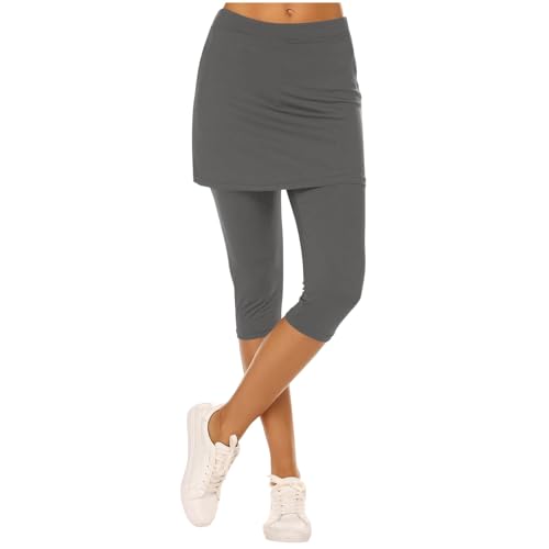Falda Pantalon Mujer Rebajas,Leggins Deportivos Mujer Push Up con Falda Cintura Alta Elásticos Pantalones Capris Slim Fit Leggings Deportivos de Corte Ajustado Ligero Cómodo Pantalon Gimnasio Pilates - imagen 2