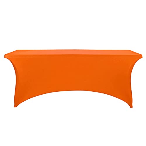 Image of FORLIFE Spandex Table Covers,Fitted Tablecloth for Rectangular Tables, Stretch Patio Table Covers, Universal Spandex Table Cover for Wedding, Banquet, Party (6ft, Orange)